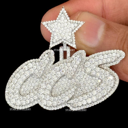 Custom Letter VVS D Color Moissanite Icedout Pendant