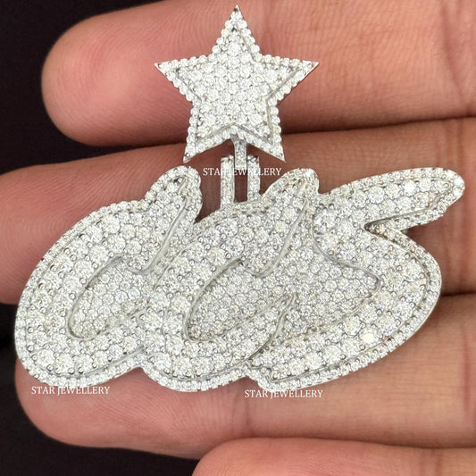 Custom Letter VVS D Color Moissanite Icedout Pendant