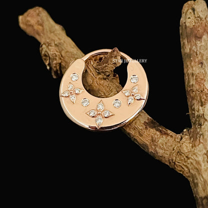 Solid Gold Flush Set Diamond Bridal Septum Piercing