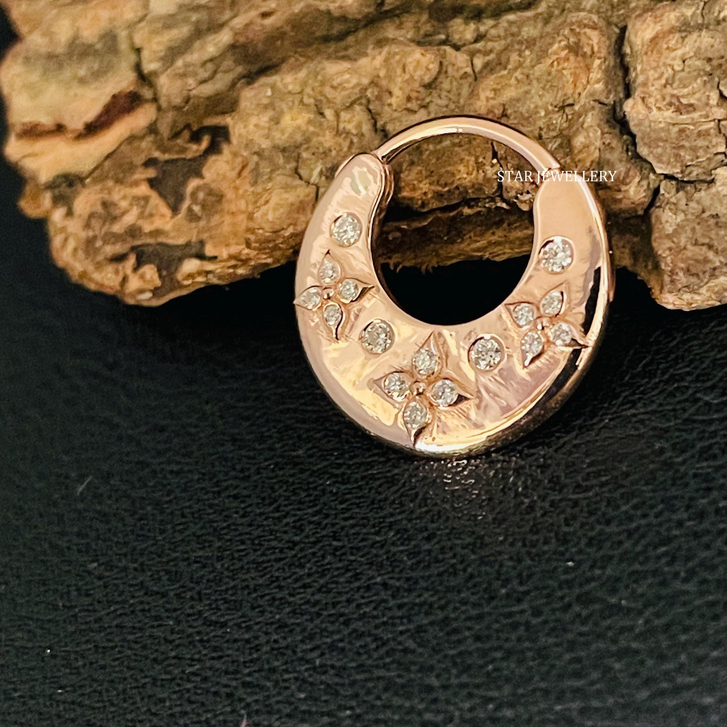 Solid Gold Flush Set Diamond Bridal Septum Piercing