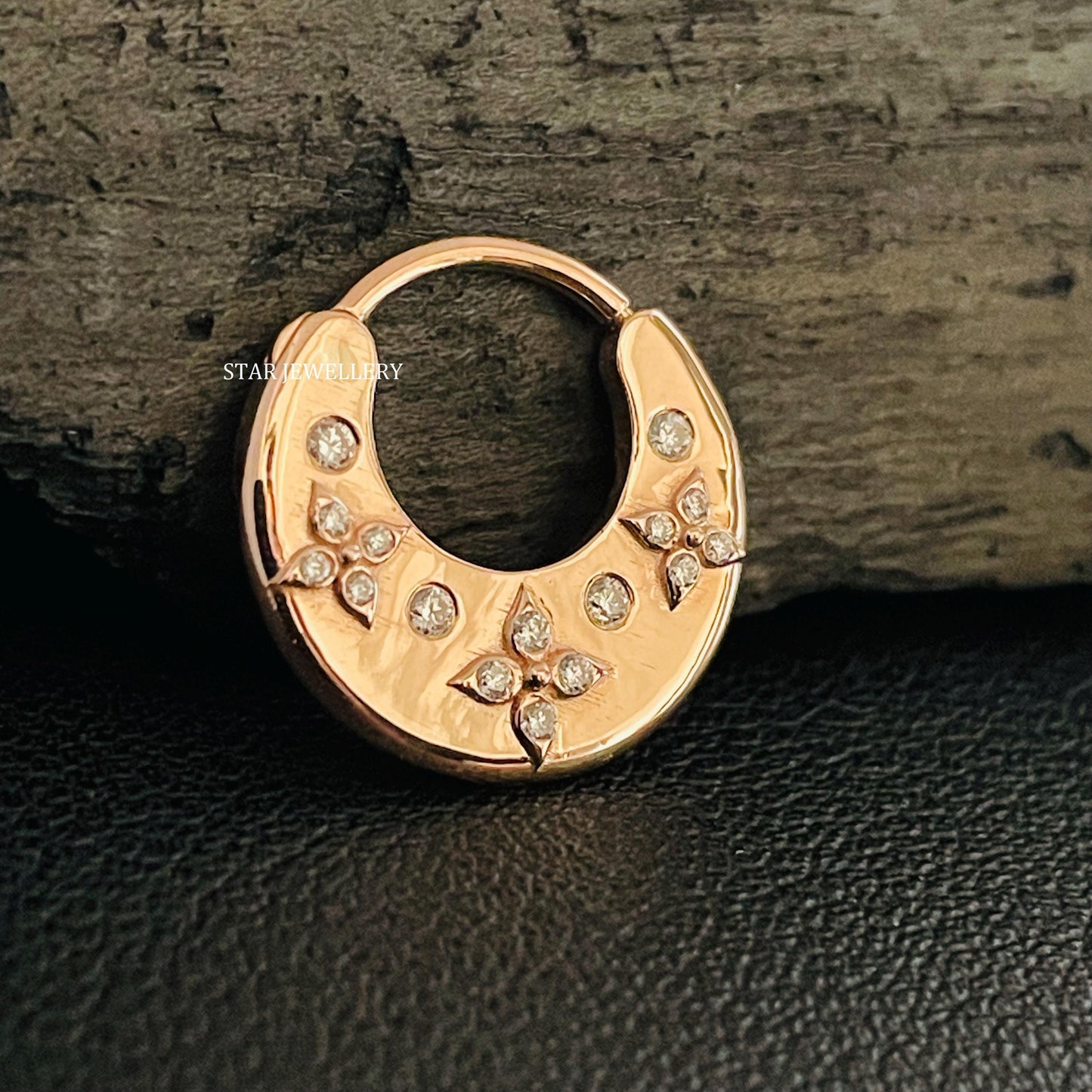 Solid Gold Flush Set Diamond Bridal Septum Piercing