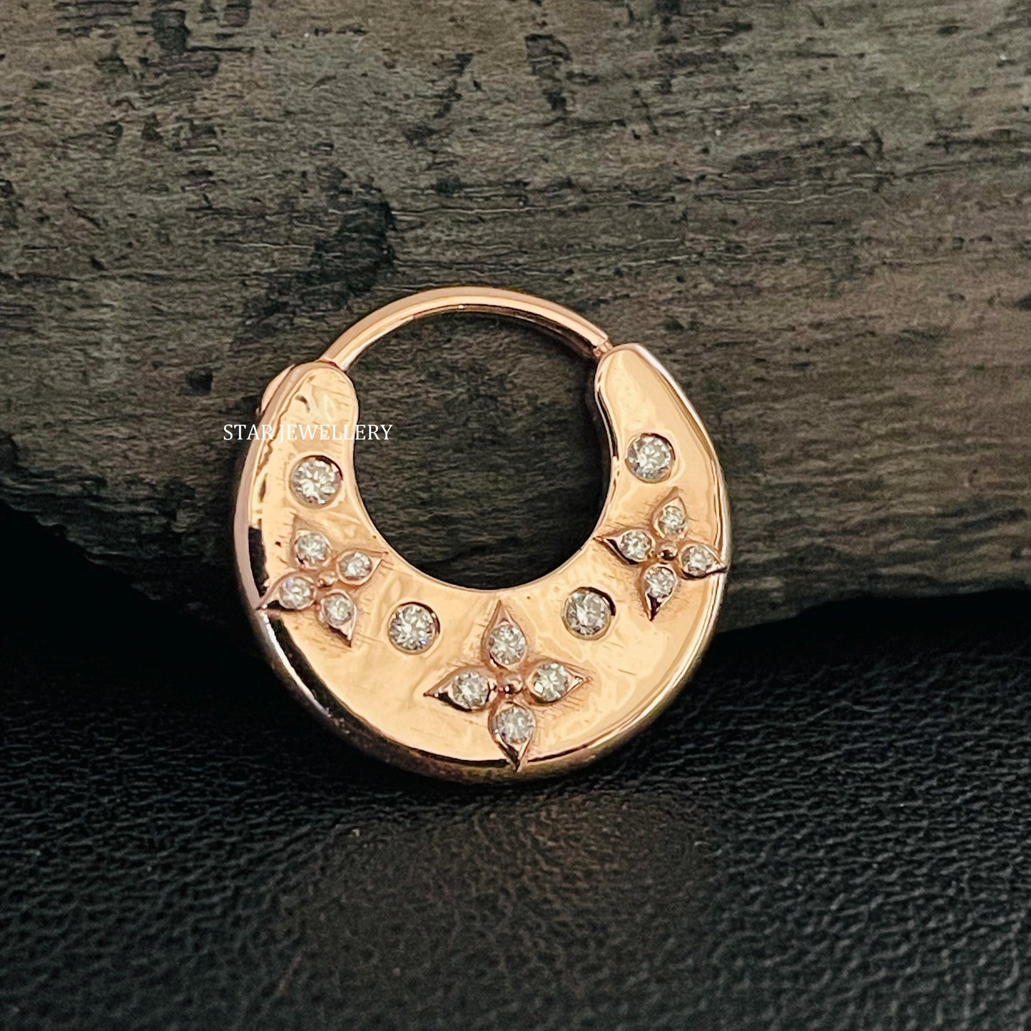 Solid Gold Flush Set Diamond Bridal Septum Piercing