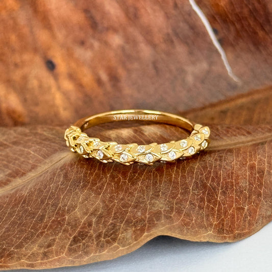 Solid Gold Layering Natural Diamond Ring