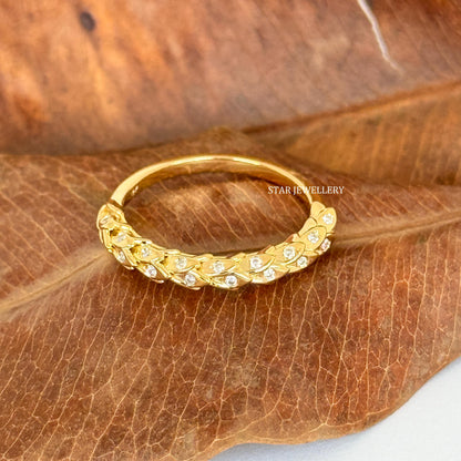 Solid Gold Layering Natural Diamond Ring