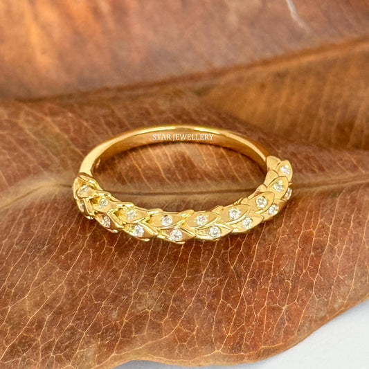 Solid Gold Layering Natural Diamond Ring