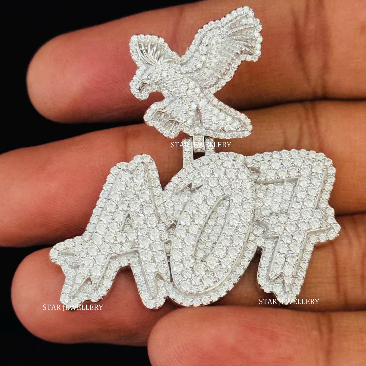 VVS Moissanite Custom Letter Pendant with Eagle Bail