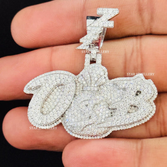 VVS Moissanite Custom Letter Pendant with Custom Bail