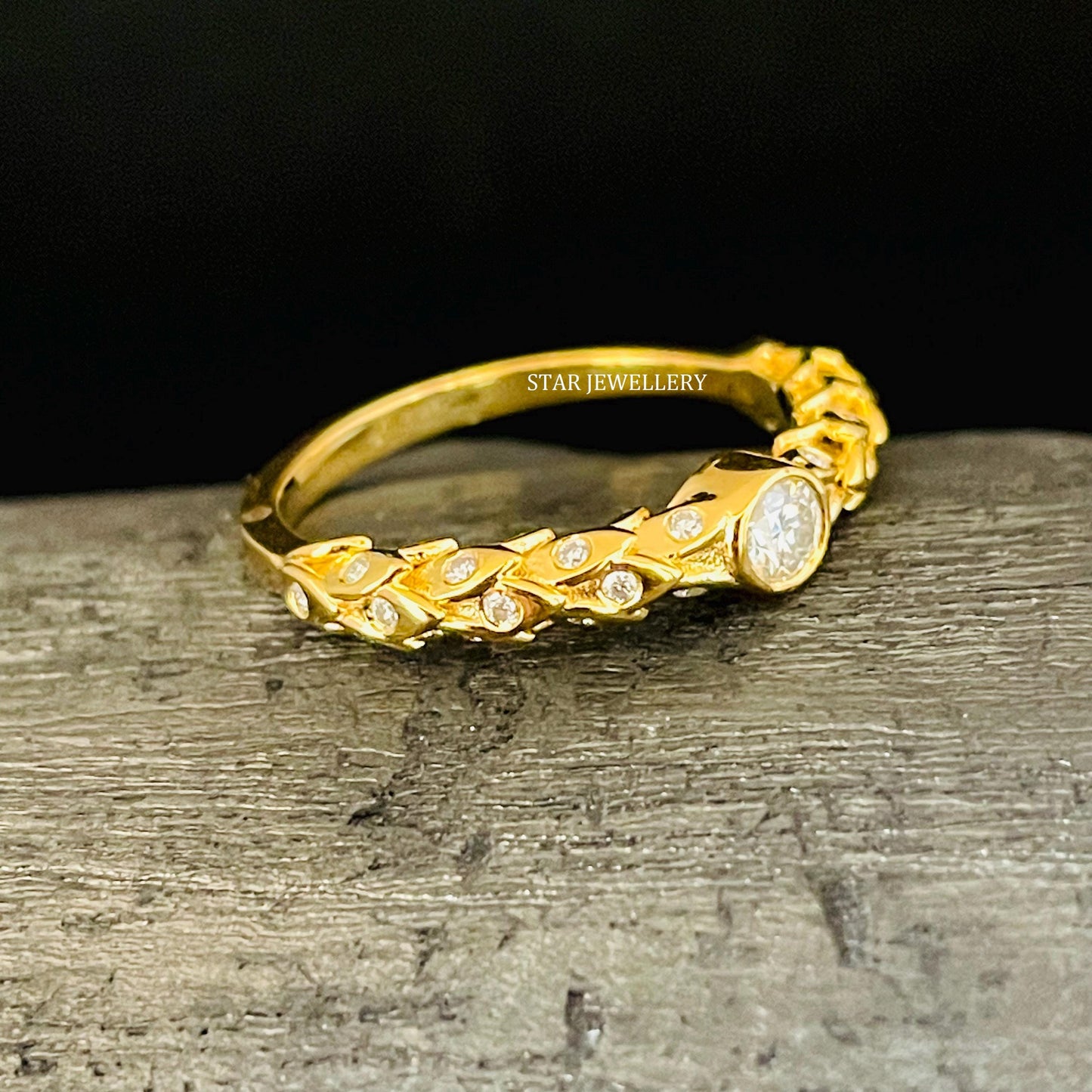 14K Gold Wheat Triticum Dainty Ring