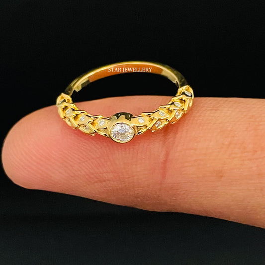 14K Gold Wheat Triticum Dainty Ring