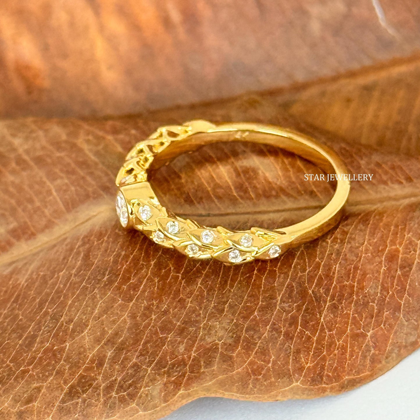14K Gold Wheat Triticum Dainty Ring