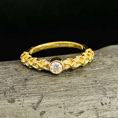14K Gold Wheat Triticum Dainty Ring