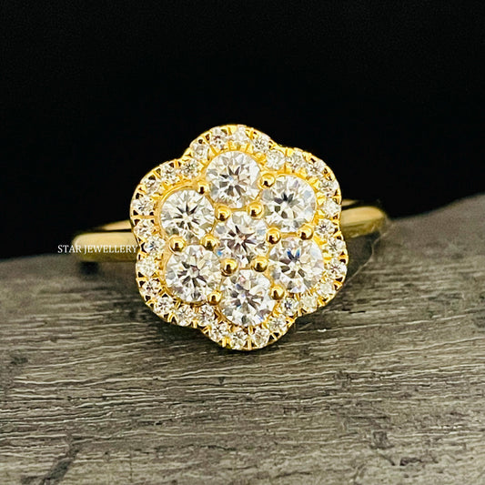 VVS Moissanite Cluster Diamond Halo Ring
