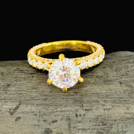 2.00 Ct Brilliant Round Cut Colorless Moissanite Solitaire Engagement Ring