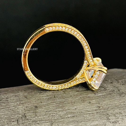 2 Ct Emerald Moissanite Proposal Ring