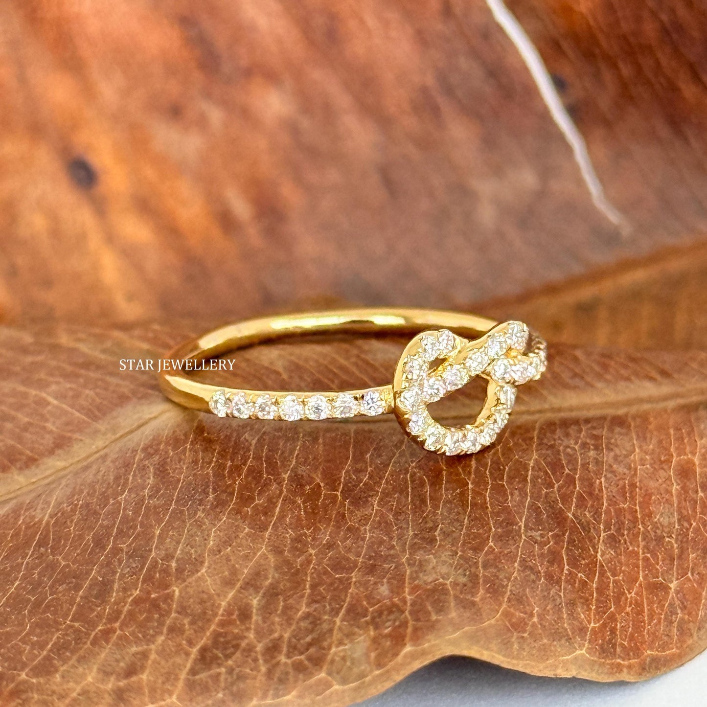 14K Solid Gold Minimalist Tie knot Promise Ring