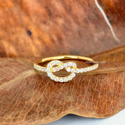 14K Solid Gold Minimalist Tie knot Promise Ring
