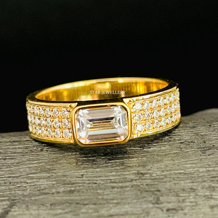 STAR JEWELLERY emerald cut lab grown diamond engagement ring, front view