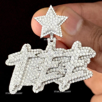Custom Letter D Color VVS Moissanite Icedout Pendant