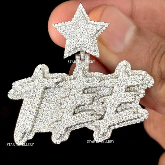 Custom Letter D Color VVS Moissanite Icedout Pendant