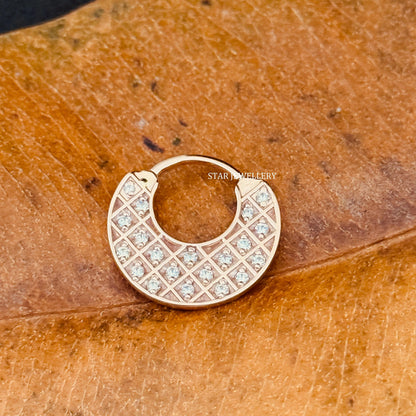 Pave Set Natural Diamond Septum Clicker Piercing