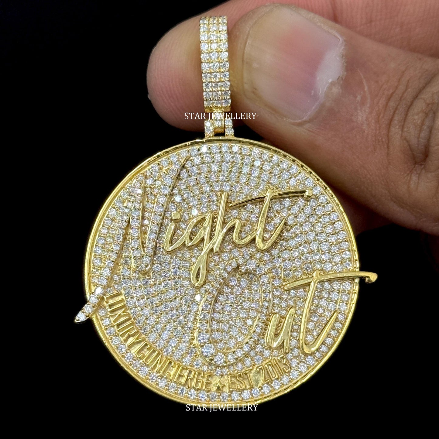 Custom Moissanite 1.50 Inch Circular Logo Icedout Pendant
