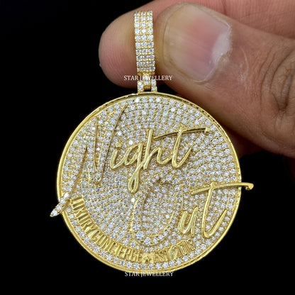 Custom Moissanite 1.50 Inch Circular Logo Icedout Pendant