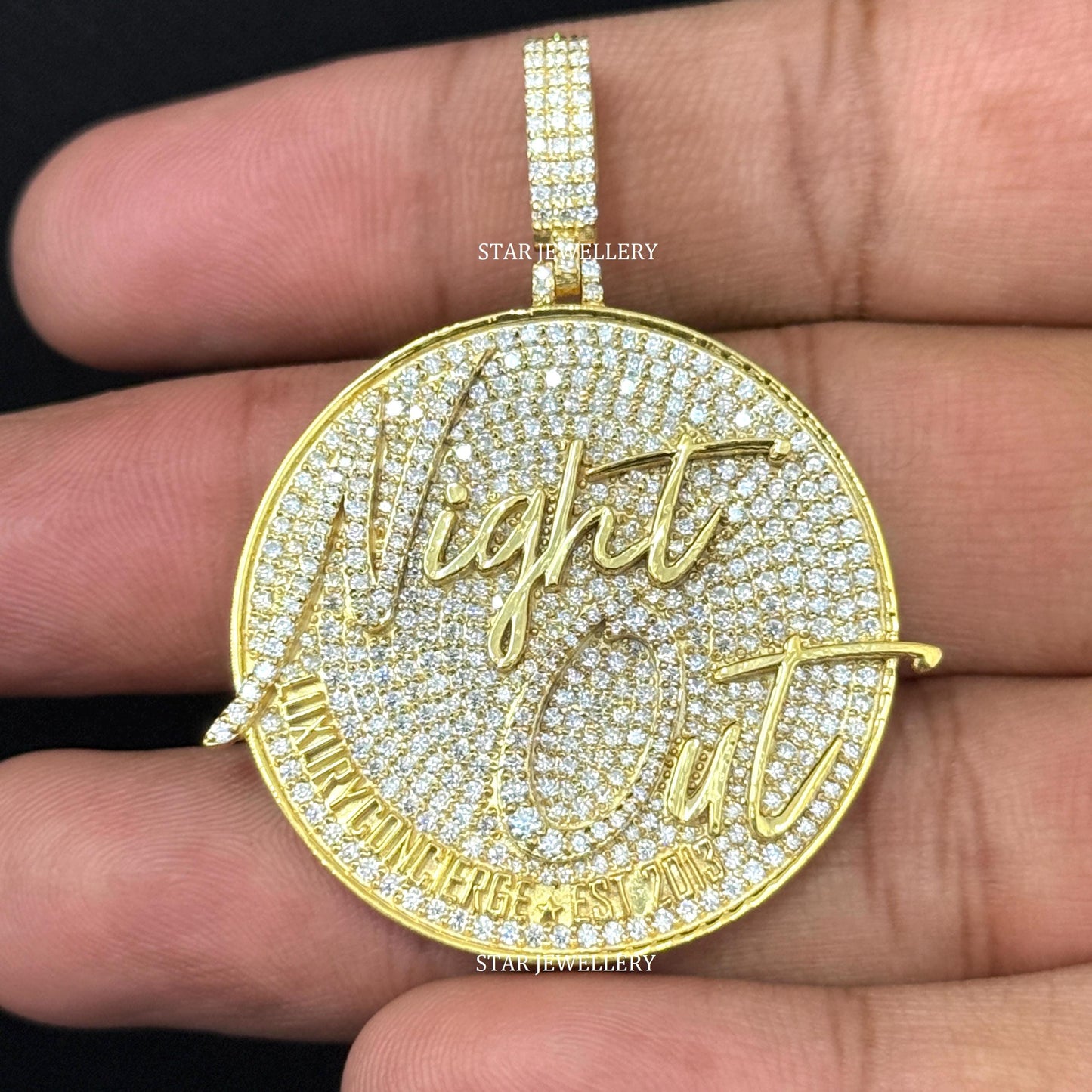 Custom Moissanite 1.50 Inch Circular Logo Icedout Pendant