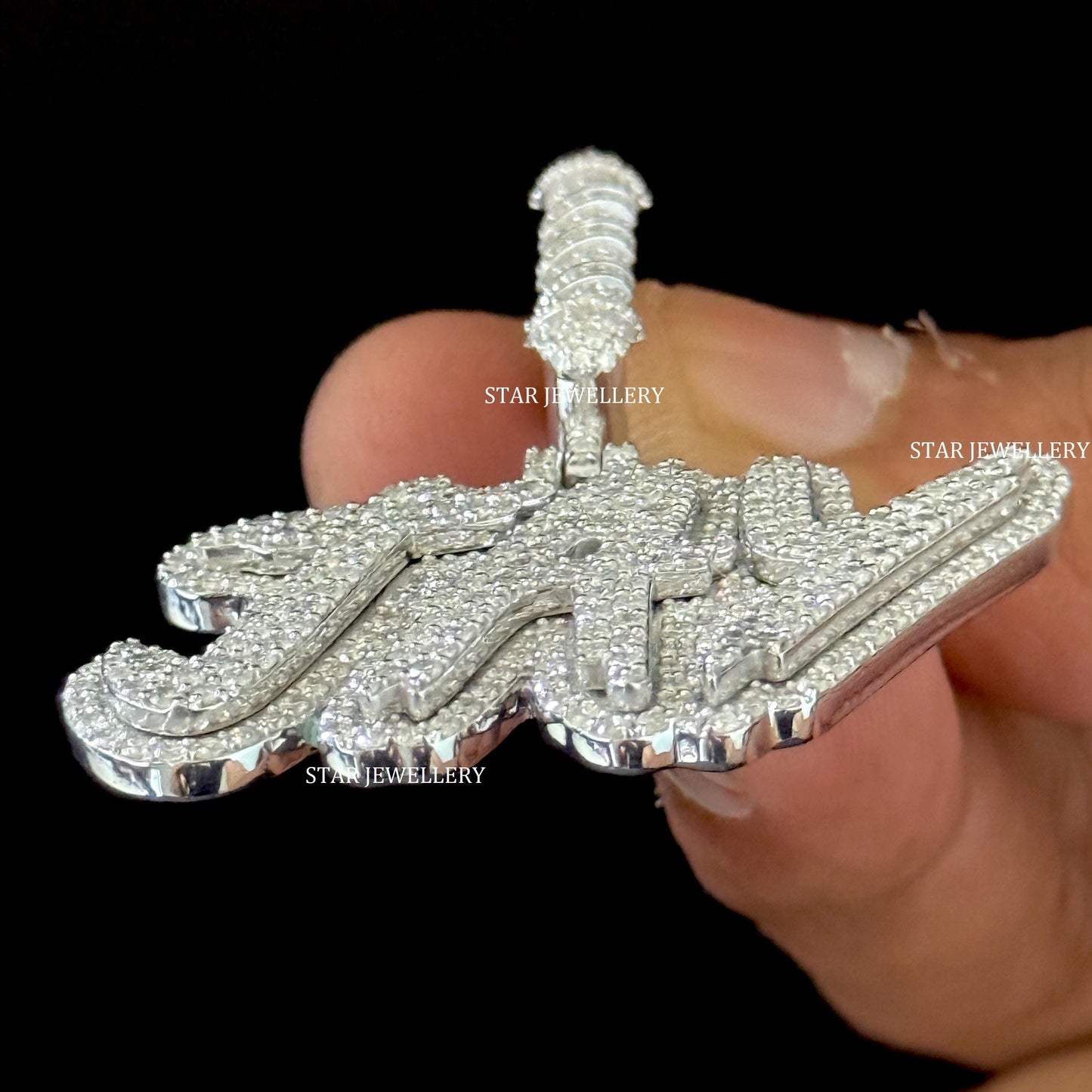 VVS Moissanite Custom JAY Letter Pendant with Barber Bail