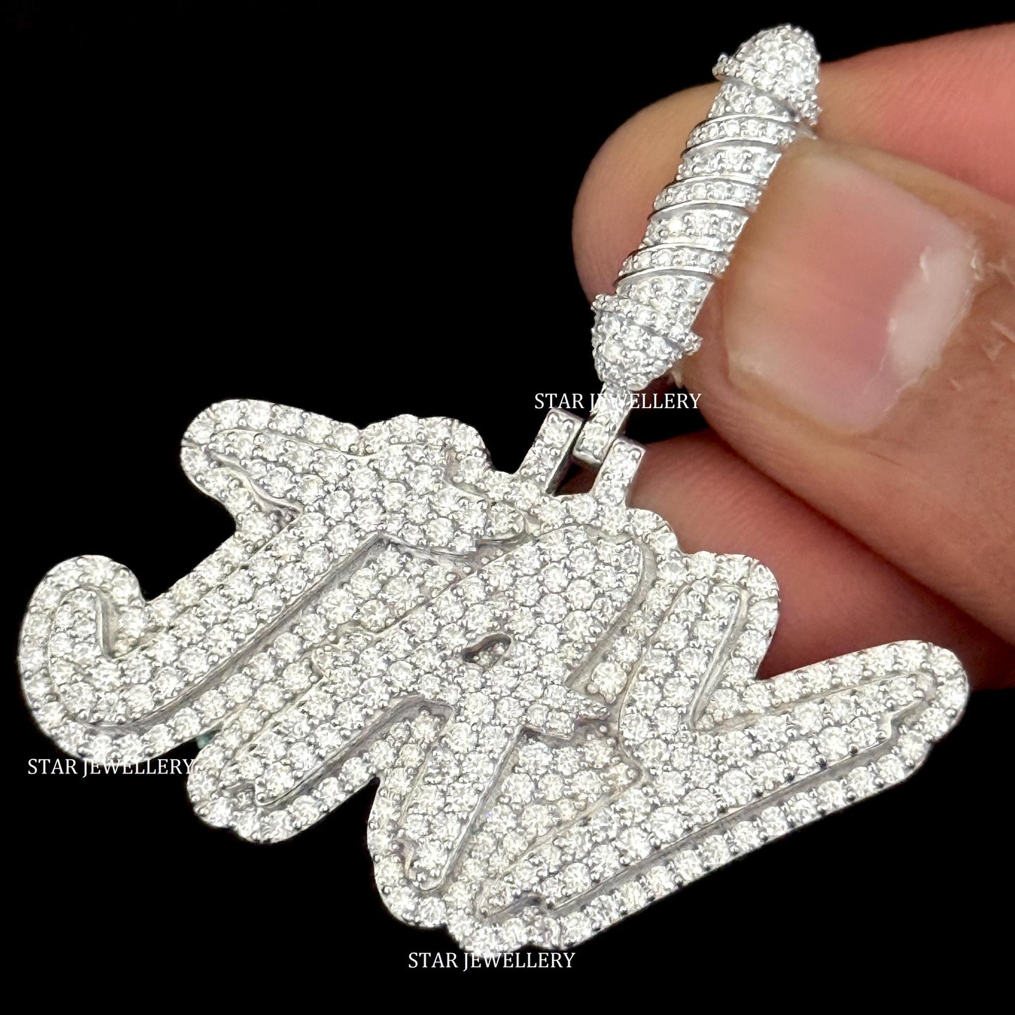 VVS Moissanite Custom JAY Letter Pendant with Barber Bail