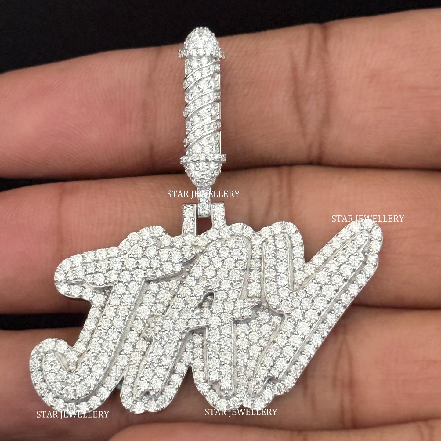 VVS Moissanite Custom JAY Letter Pendant with Barber Bail