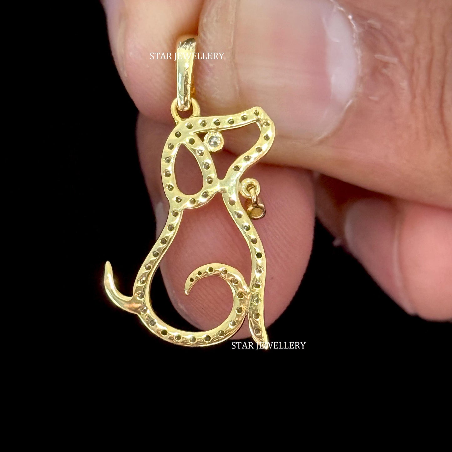 Solid Gold Doggy Charm Pendant