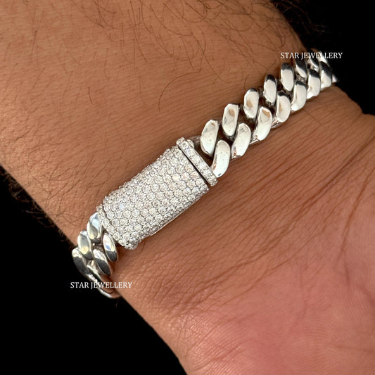 10 MM Unisex Silver Cuban Bracelet