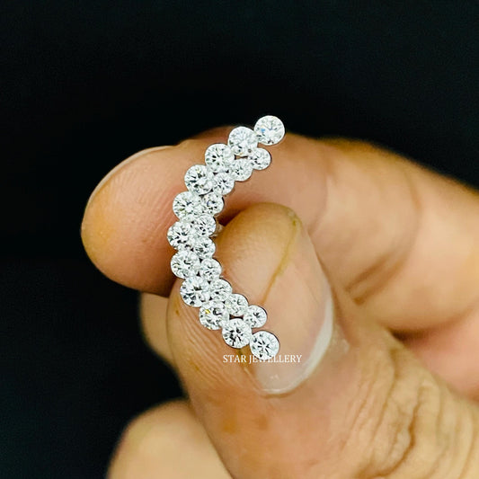 Invisible Set Moissanite Diamond Apsara Curve Climber Earring