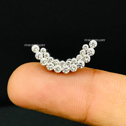 Invisible Set Moissanite Diamond Apsara Curve Climber Earring
