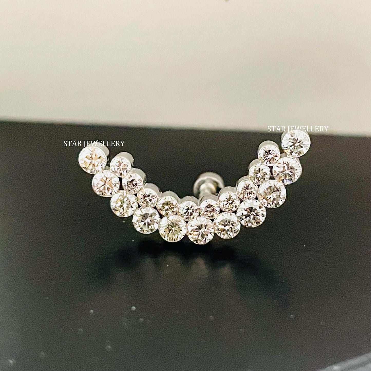 Invisible Set Moissanite Diamond Apsara Curve Climber Earring