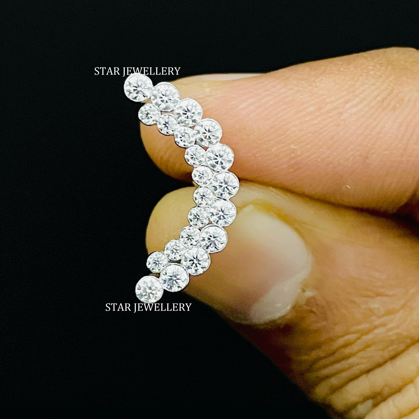 Invisible Set Moissanite Diamond Apsara Curve Climber Earring