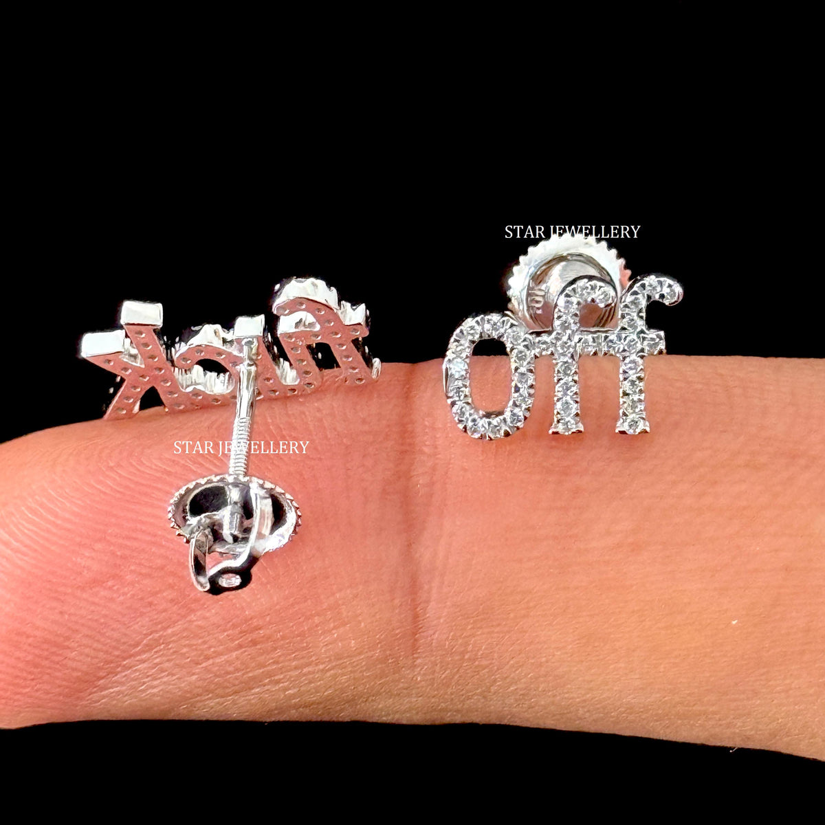 Moissanite Diamond "FUCK OFF" Sterling Silver Earrings