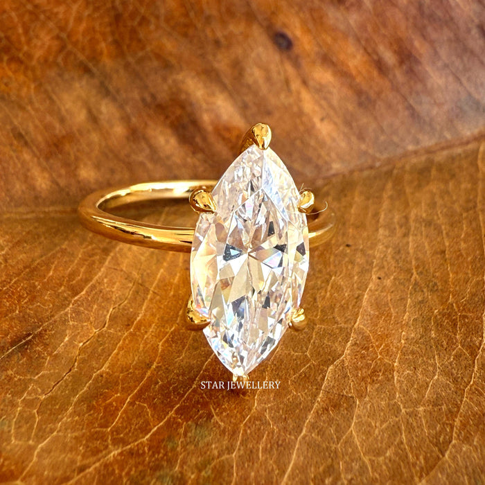 STAR JEWELLERY marquise cut lab grown diamond ring, angled view