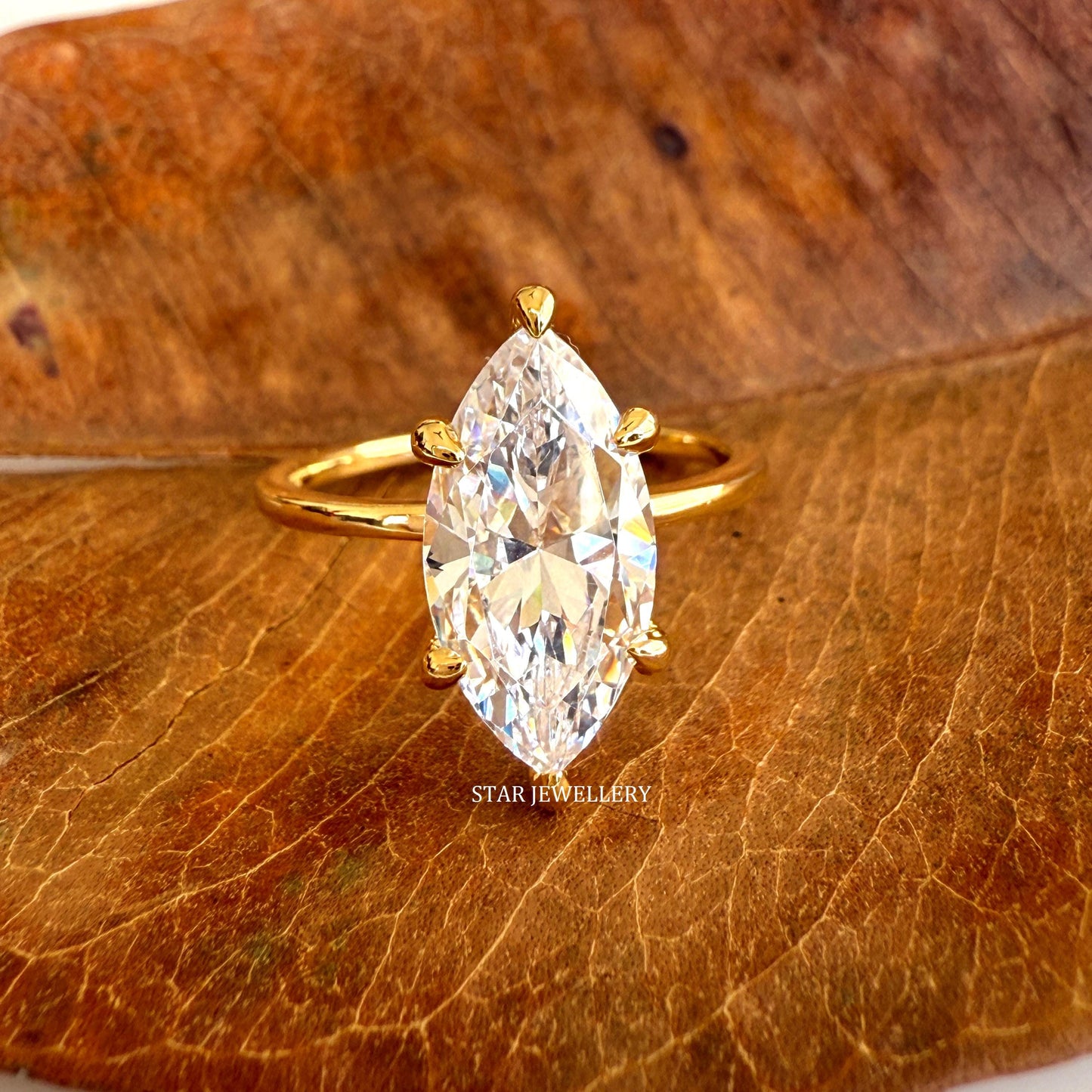 IGI Certified Marquise Cut Lab Diamond Hidden Halo Engagement Ring