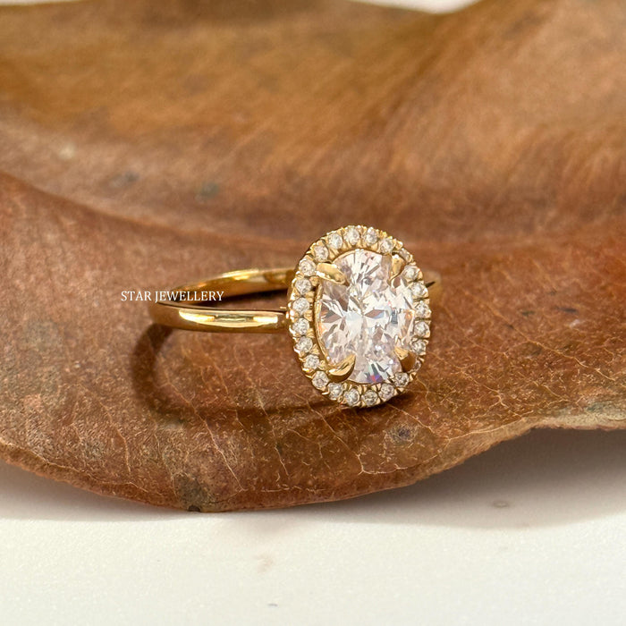 STAR JEWELLERY oval cut lab grown diamond engagement ring, angled view