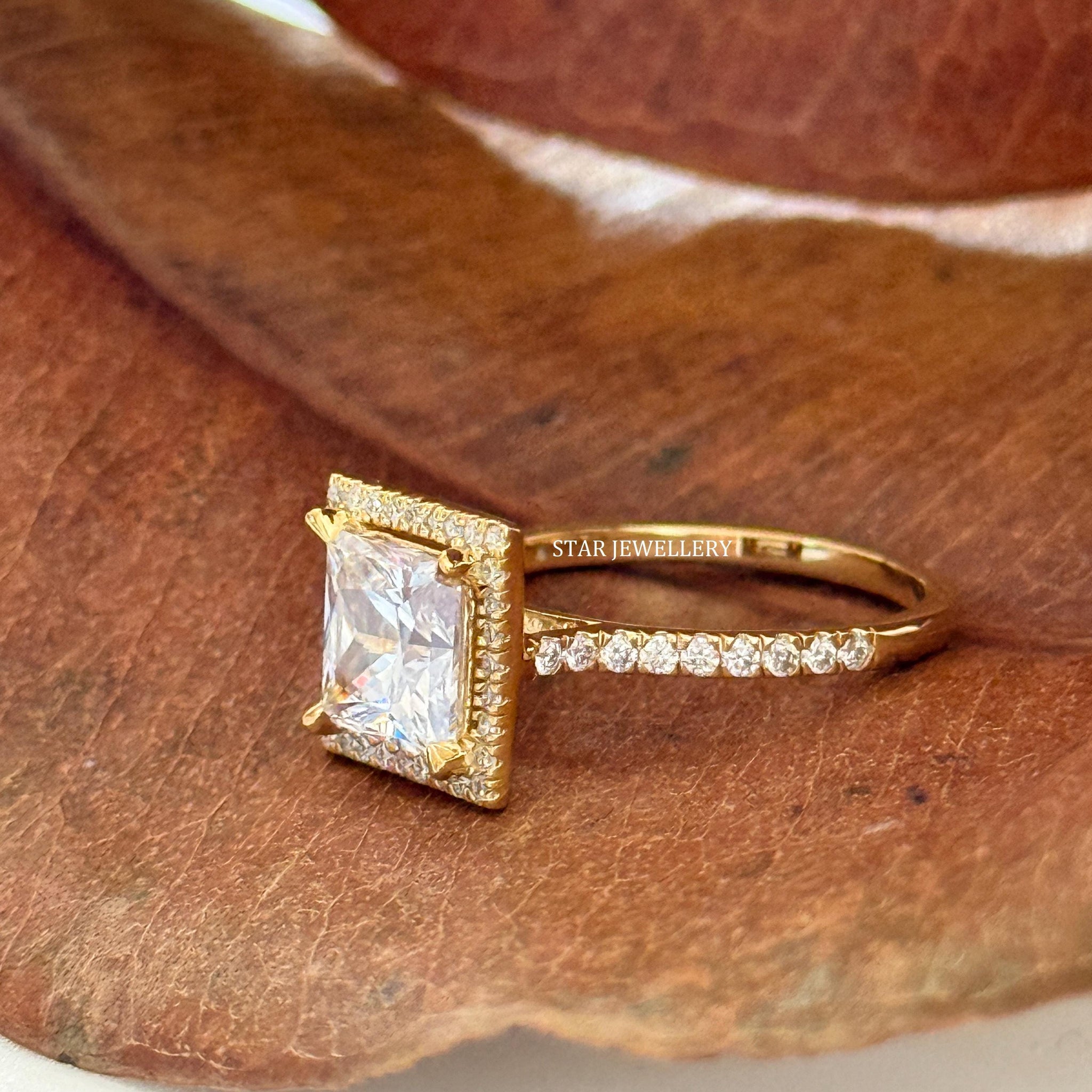 1 Ct Princess Cut Lab Diamond Halo Engagement Ring