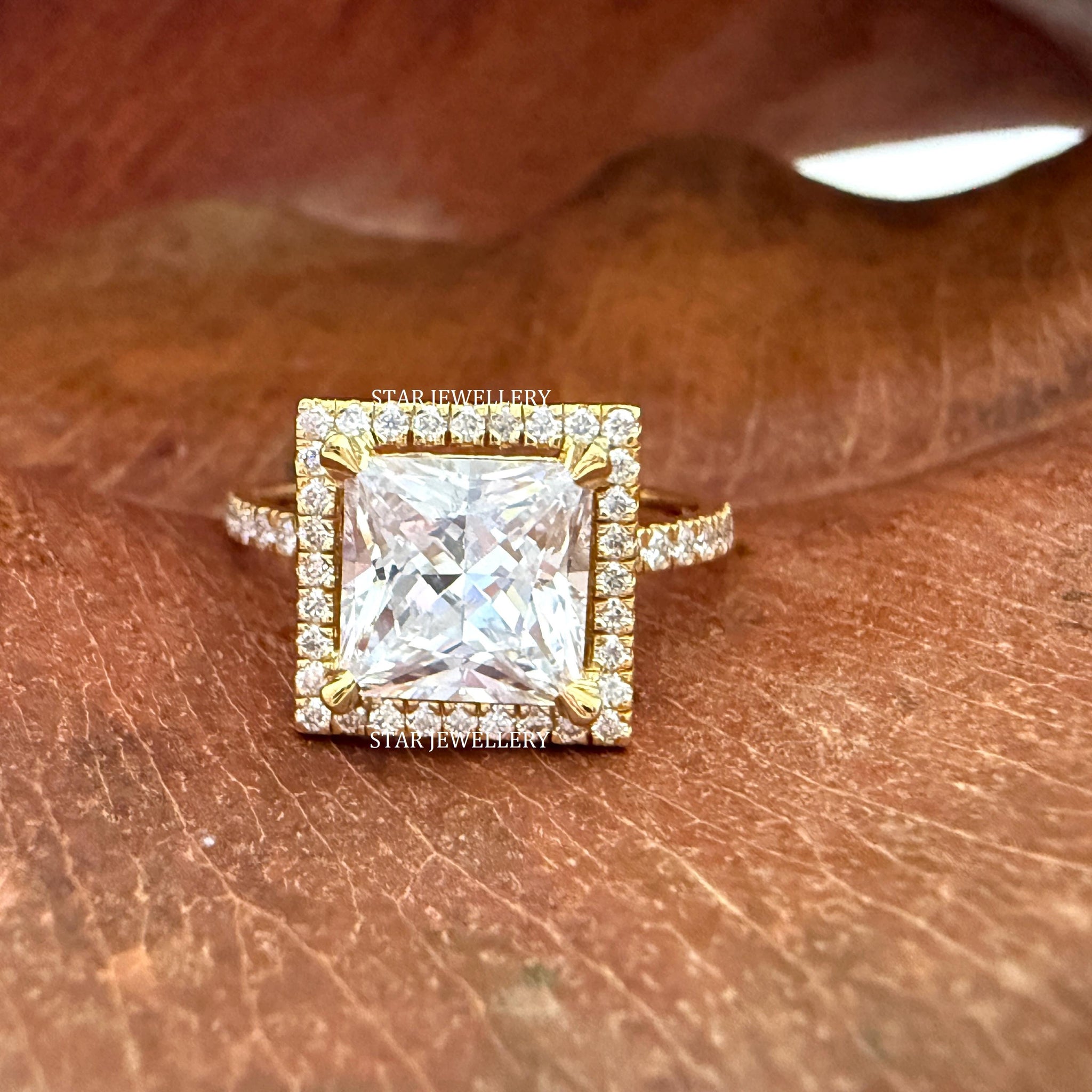 1 Ct Princess Cut Lab Diamond Halo Engagement Ring