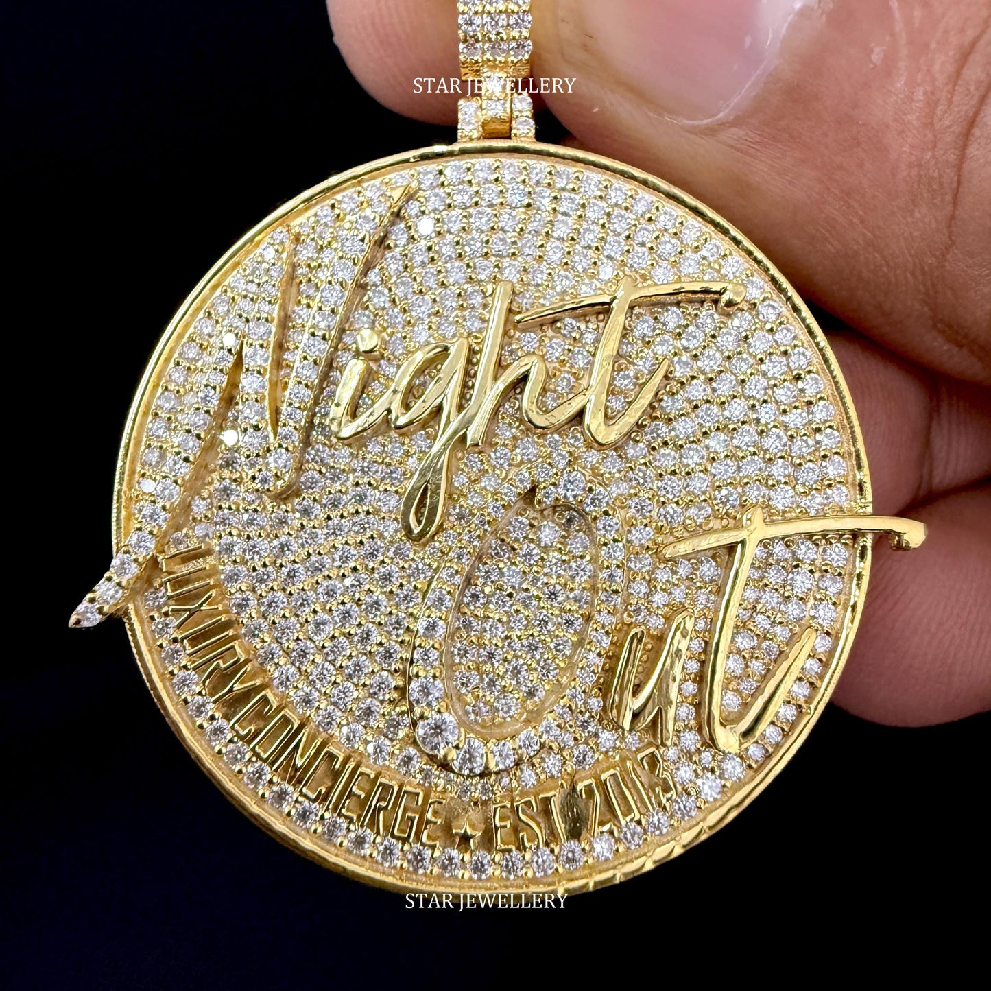 Custom Moissanite 1.50 Inch Circular Logo Icedout Pendant