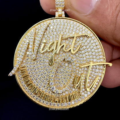 Custom Moissanite 1.50 Inch Circular Logo Icedout Pendant