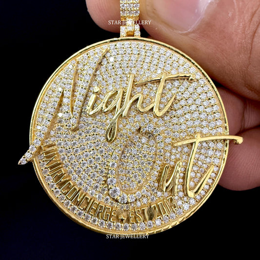 Custom Moissanite 1.50 Inch Circular Logo Icedout Pendant