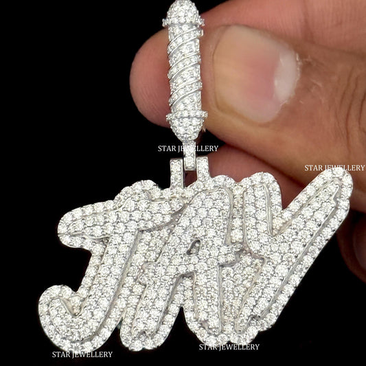 VVS Moissanite Custom JAY Letter Pendant with Barber Bail