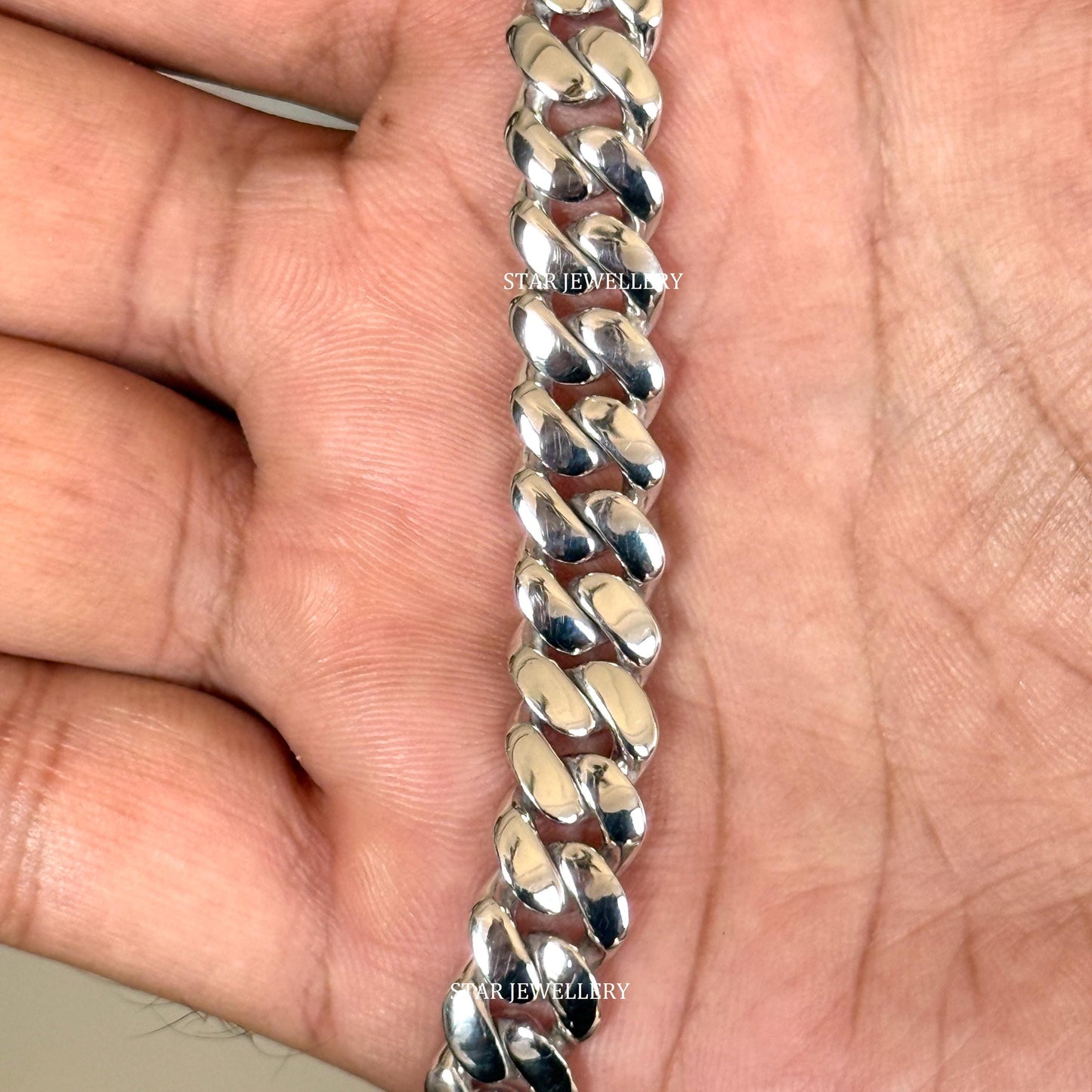 10 MM Unisex Silver Cuban Bracelet