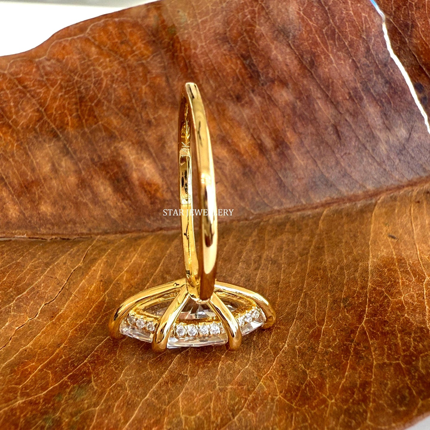 IGI Certified Marquise Cut Lab Diamond Hidden Halo Engagement Ring