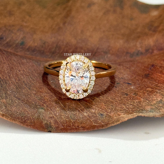 STAR JEWELLERY oval cut lab grown diamond engagement ring, front view