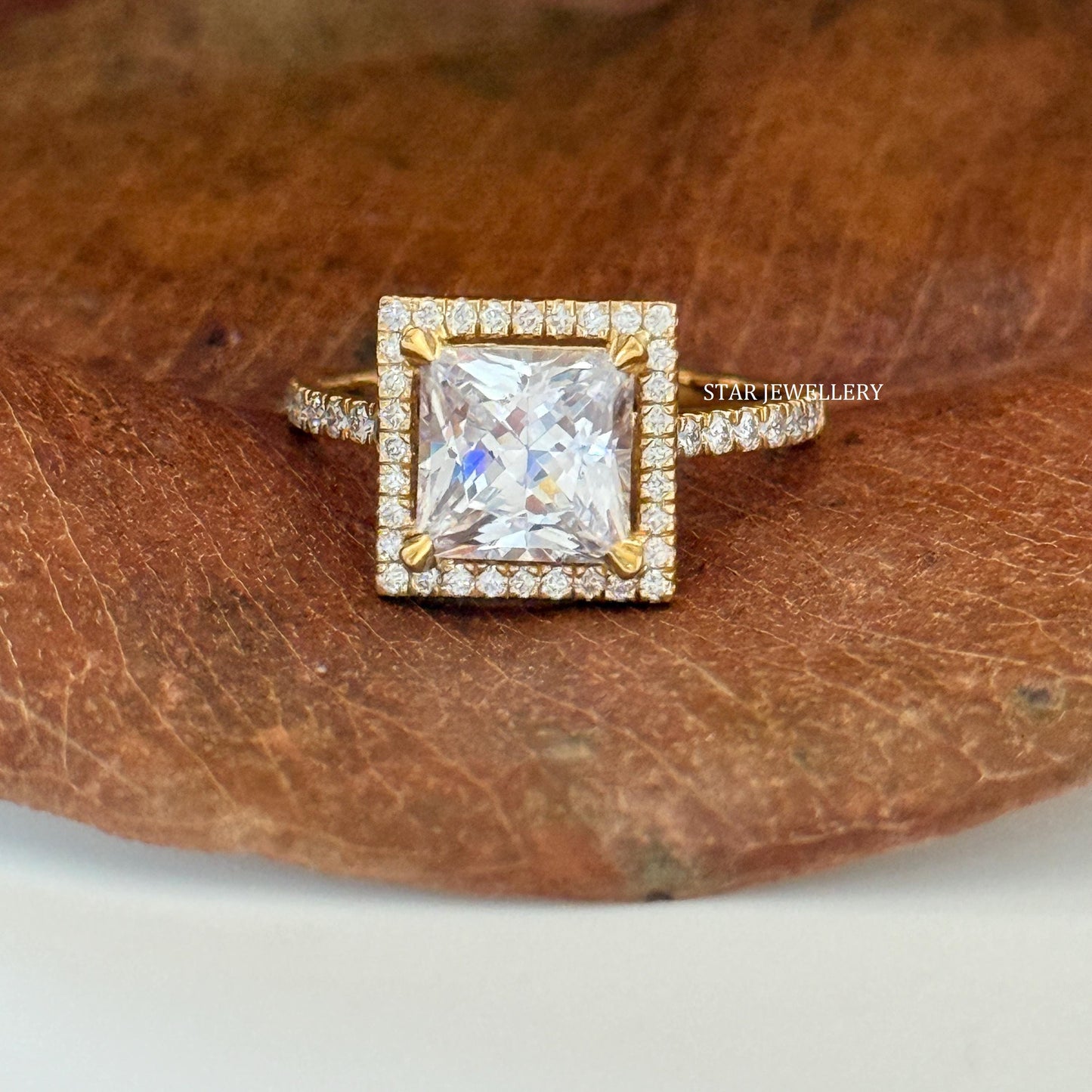 1 Ct Princess Cut Lab Diamond Halo Engagement Ring